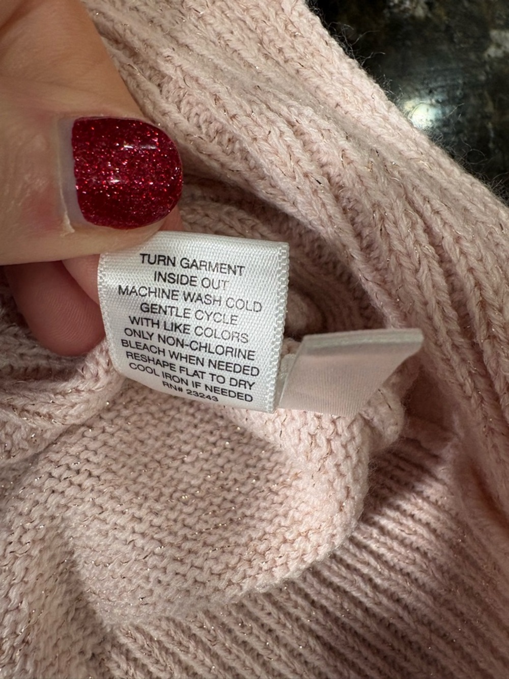 New York & Company Ribbed Cowl Neck Sweater Pink with Gold embellishment - Picture 7 of 8
